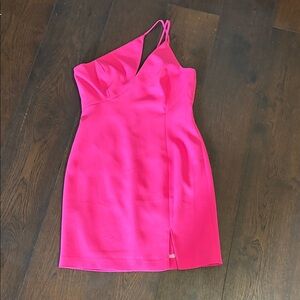 BCBG MAXAZRIA Hot Pink COLD shoulder Strap Dress Sz 8 NEW